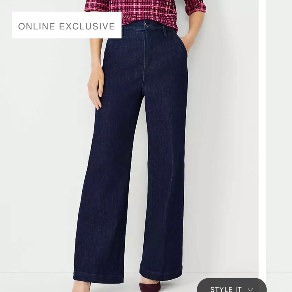 Ann Taylor Dark Blue Wide Leg Jeans